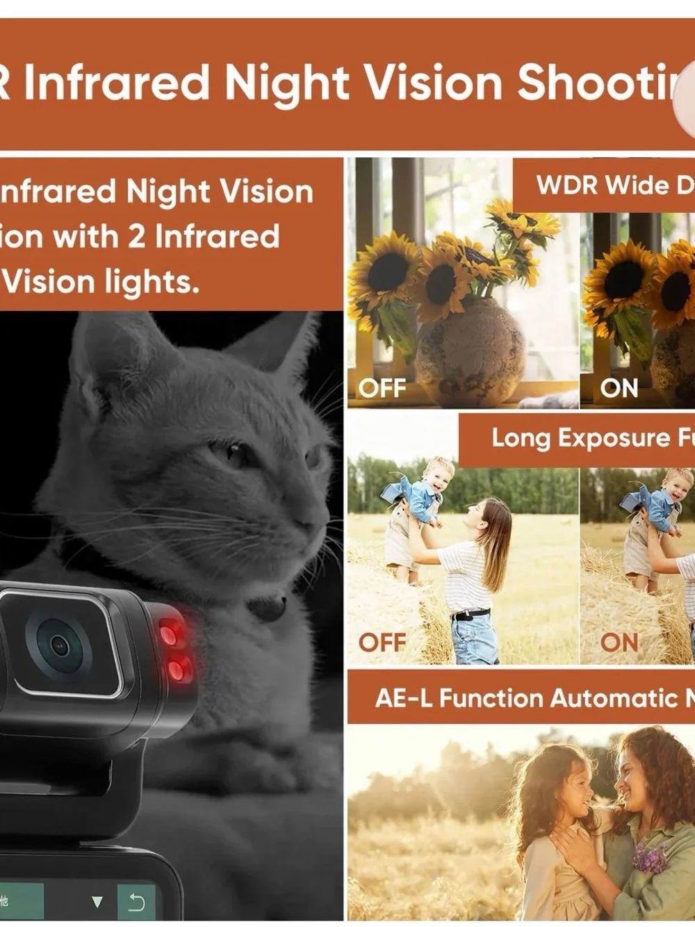 Ordro M3 5K Video Camera/Camcorder/Camera WiFi IR Night Vision